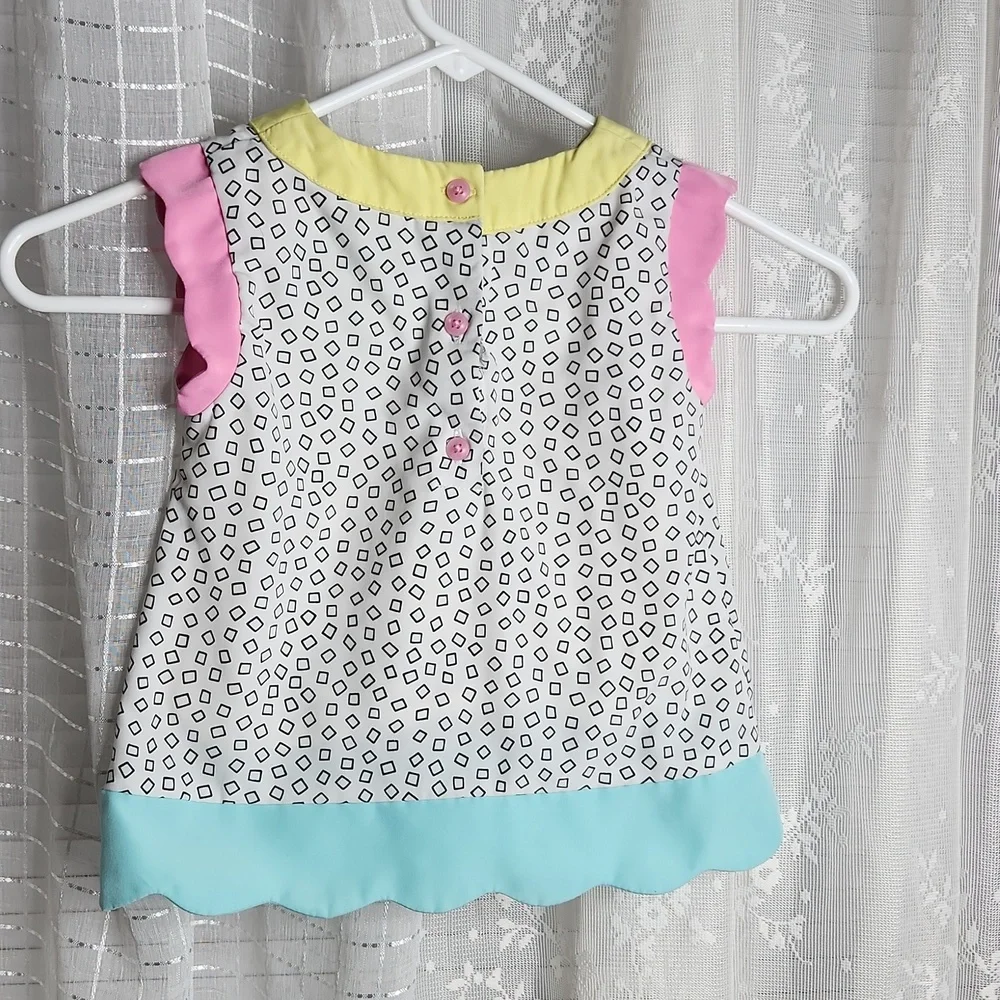 80' Barbie Color Block Geometric Pattern Sleeveless Tunic Shirt Toddler Sz4T